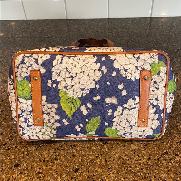 Dooney & Bourke Blue Floral Hydrangea Print Tote Satchel Purse Bag - Picture 8 of 16
